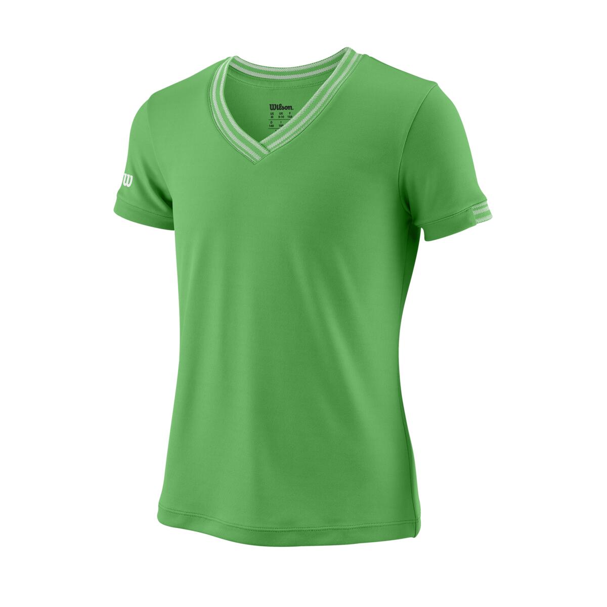 WRA770105 0 SS18 Team G Team VNeck Girls AndeanToucan Front Wilson Girls Team Crew Green T-shirt